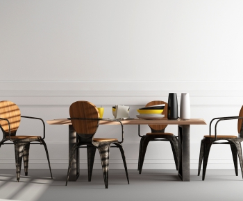 Industrial Style Dining Table And Chairs-ID:614214465