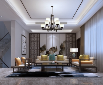 New Chinese Style A Living Room-ID:262854336