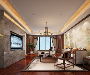 New Chinese Style A Living Room-ID:901939395