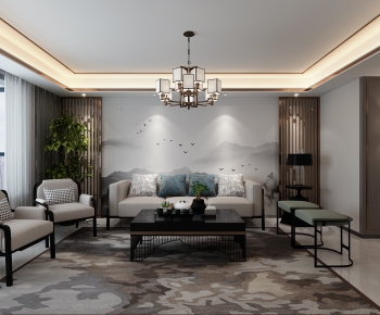 New Chinese Style A Living Room-ID:100618499