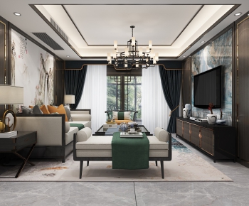 New Chinese Style A Living Room-ID:248292151