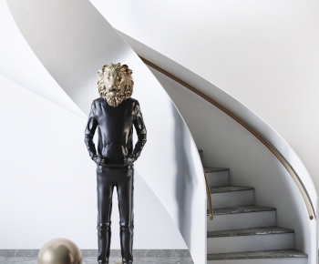现代旋转楼梯间狮头人身艺术雕塑装饰摆件-ID:634382944