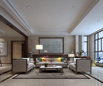 New Chinese Style A Living Room-ID:499385261