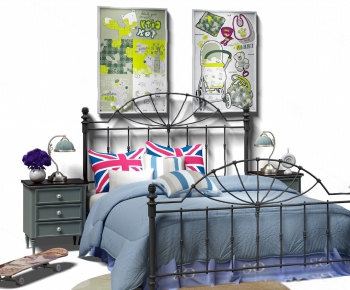 Modern Double Bed-ID:926641212