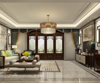 New Chinese Style A Living Room-ID:856600494