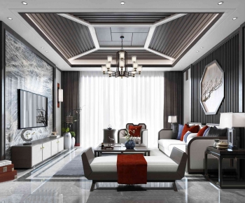 New Chinese Style A Living Room-ID:517877351