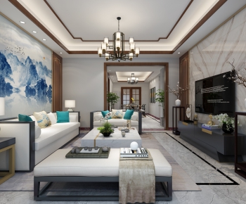 New Chinese Style A Living Room-ID:320205949