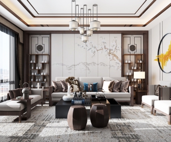 New Chinese Style A Living Room-ID:221666248