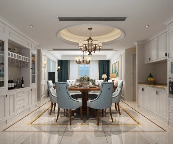 American Style Simple European Style Dining Room-ID:827976177