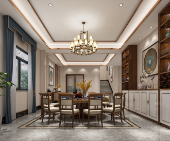 New Chinese Style Dining Room-ID:740332468