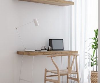 Nordic Style Computer Desk And Chair-ID:608334791