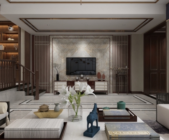 New Chinese Style A Living Room-ID:244707481