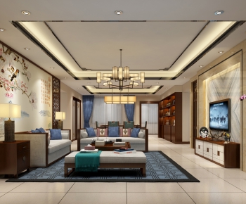 New Chinese Style A Living Room-ID:769293936