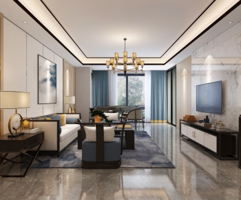 New Chinese Style A Living Room-ID:375277481