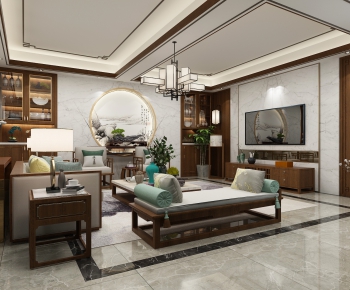 New Chinese Style A Living Room-ID:171296696
