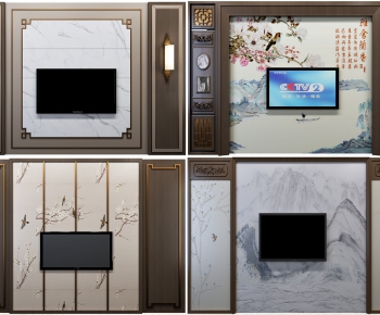 New Chinese Style TV Wall-ID:402628547