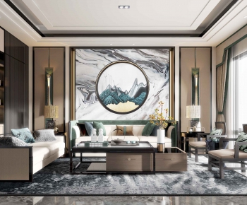 New Chinese Style A Living Room-ID:123336325