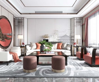 New Chinese Style A Living Room-ID:197316492