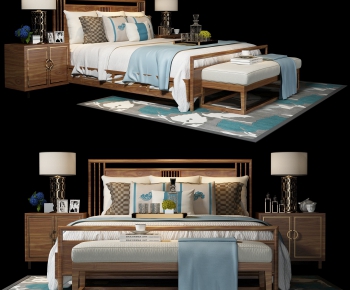 New Chinese Style Double Bed-ID:323538628