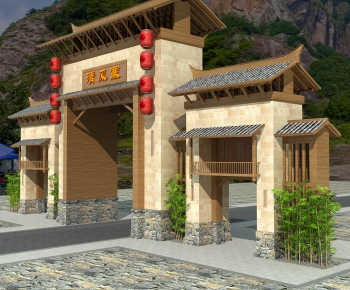New Chinese Style Facade Element-ID:660831184