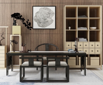 New Chinese Style Computer Desk And Chair-ID:647895326