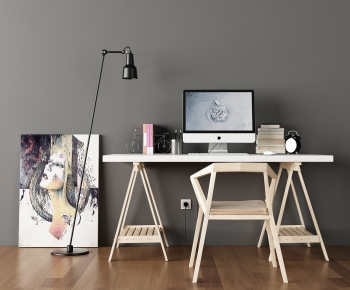 Nordic Style Computer Desk And Chair-ID:647697657
