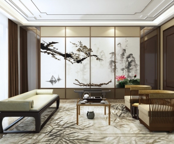 New Chinese Style A Living Room-ID:918246841