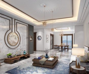 New Chinese Style A Living Room-ID:912863248