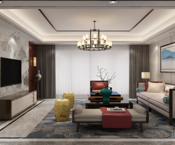 New Chinese Style A Living Room-ID:330255169