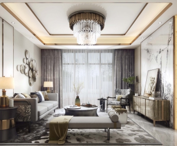 New Chinese Style A Living Room-ID:739169281