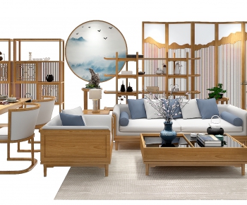 New Chinese Style Sofa Combination-ID:299428748