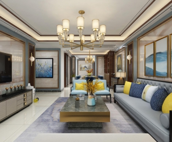 New Chinese Style A Living Room-ID:591950321