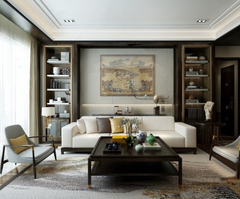 New Chinese Style A Living Room-ID:907162878