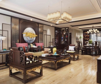 New Chinese Style A Living Room-ID:824682348