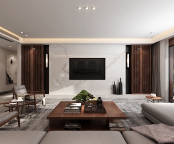 New Chinese Style A Living Room-ID:500308735