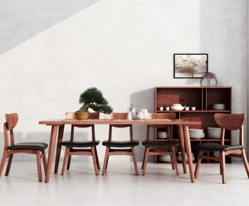 Japanese Style New Chinese Style Dining Table And Chairs-ID:373583713