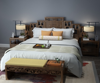 New Chinese Style Double Bed-ID:657995642