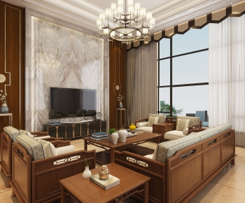 New Chinese Style A Living Room-ID:677086166