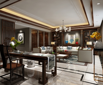 New Chinese Style A Living Room-ID:535075759