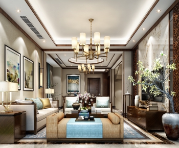 New Chinese Style A Living Room-ID:869616419