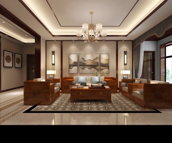 New Chinese Style A Living Room-ID:245079588