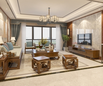 New Chinese Style A Living Room-ID:276297571