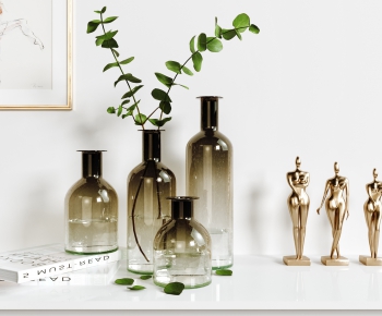 北欧nis风创意玻璃花瓶雕像摆件组合-ID:750042484