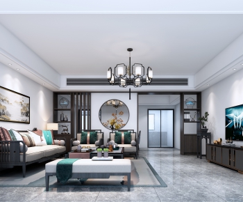 New Chinese Style A Living Room-ID:765965882