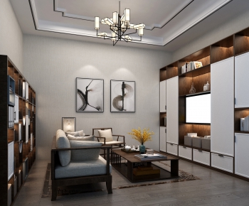 New Chinese Style A Living Room-ID:708217219