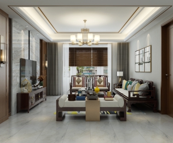 New Chinese Style A Living Room-ID:644897667