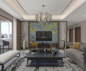 New Chinese Style A Living Room-ID:519896955