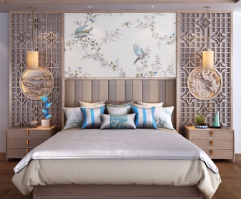 New Chinese Style Double Bed-ID:340987745