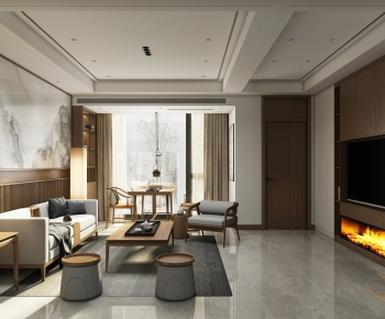 New Chinese Style A Living Room-ID:655242464