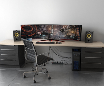 Modern Computer Desk And Chair-ID:502562392